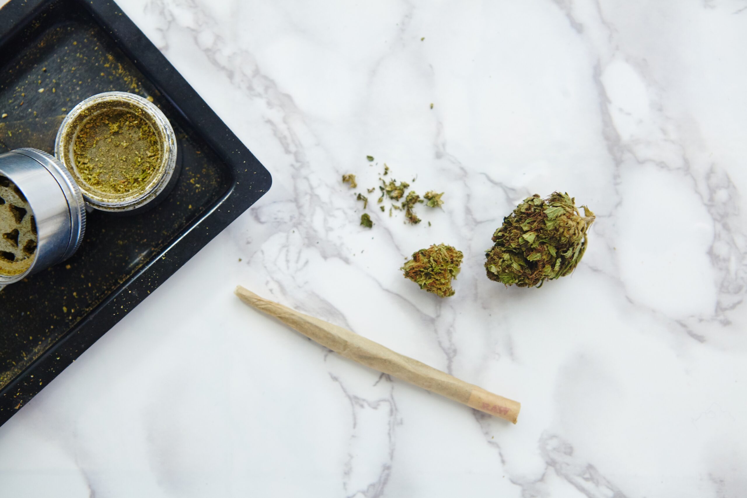 is marijuana a gateway drug - Marijuana on a table rolled up concept image.